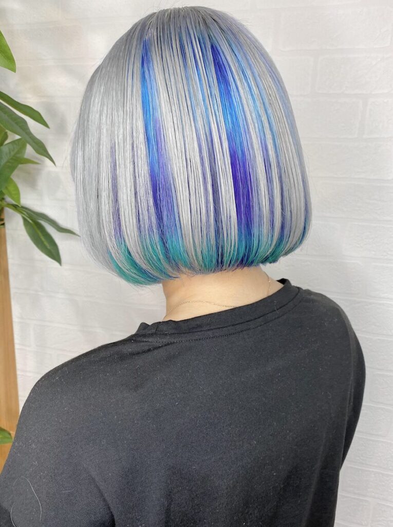 ボブ オーロラカラー ユニコーンカラー シルバー