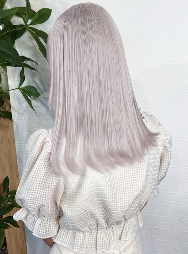 ホワイトヘアー ホワイトピンク うすパープル